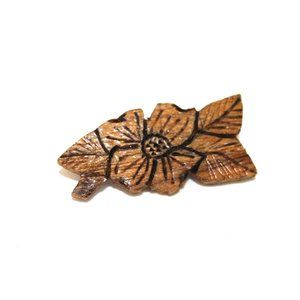 Hand Carved Wood Dogwood Flower Brooch Pin
